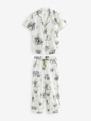 Cyberjammies Cream Printed Wide Leg Bottoms Pyjama Set - Image 1 of 3