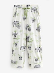 Cyberjammies Cream Printed Wide Leg Bottoms Pyjama Set - Image 3 of 3