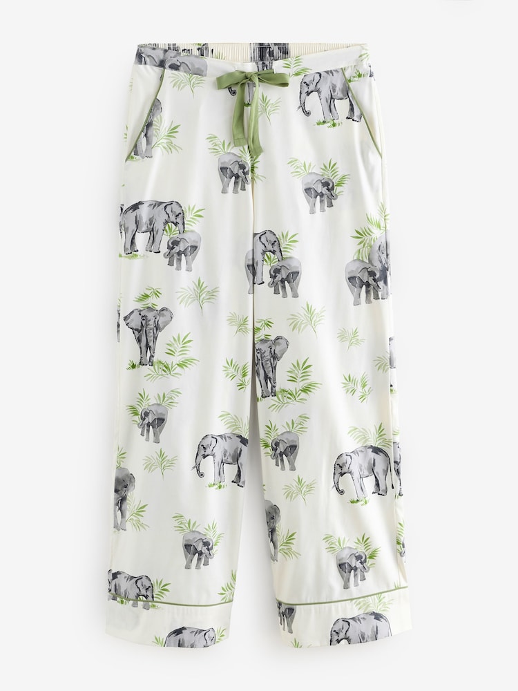 Cyberjammies Cream Printed Wide Leg Bottoms Pyjama Set - Image 3 of 3