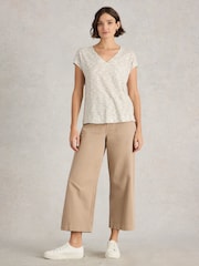 White Stuff Natural Iris 100% Linen T-Shirt - Image 1 of 6