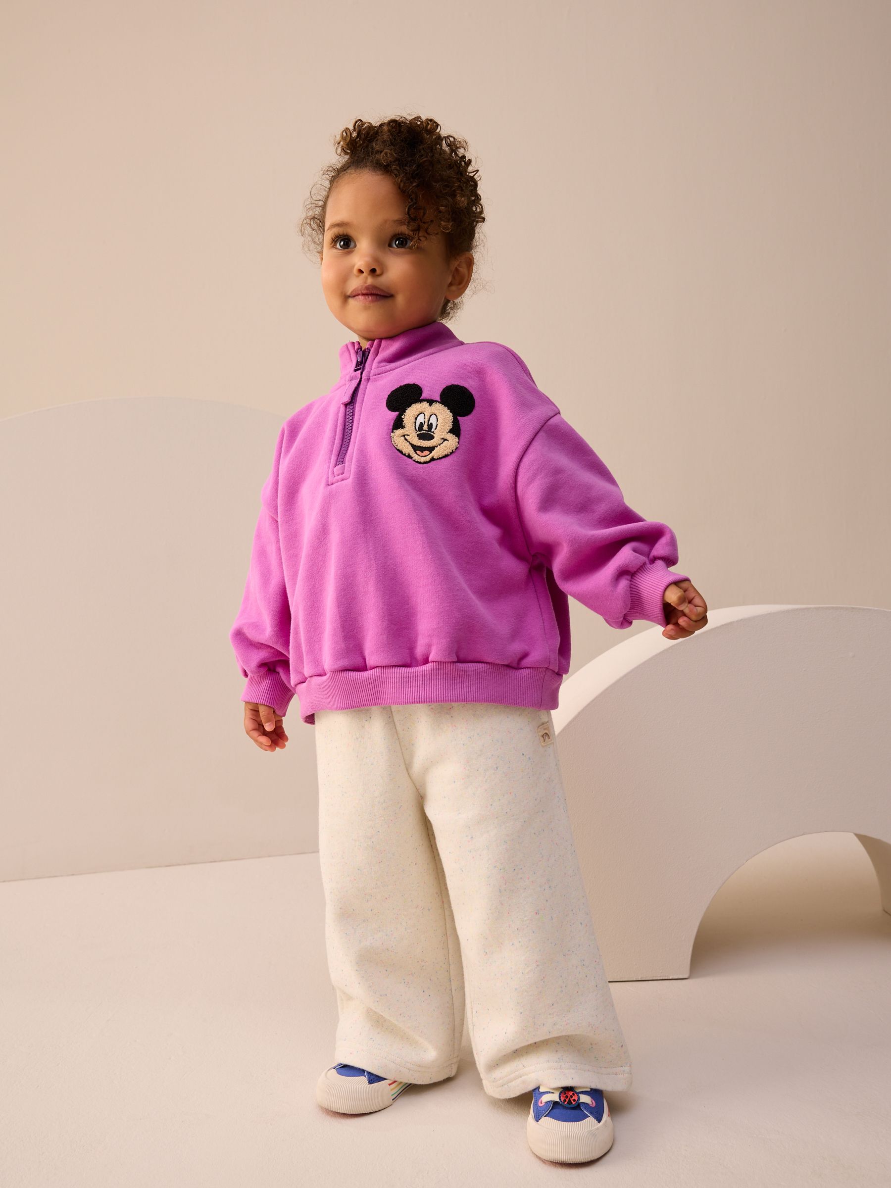 Buy Purple Disney Mickey Mouse Quarter Zip Sweatshirt (3mths-7yrs