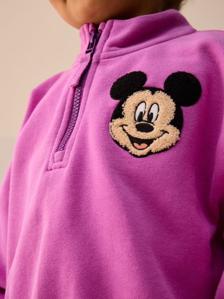 Purple Disney Mickey Mouse Quarter Zip Sweatshirt (3mths-7yrs) - Image 3 of 3