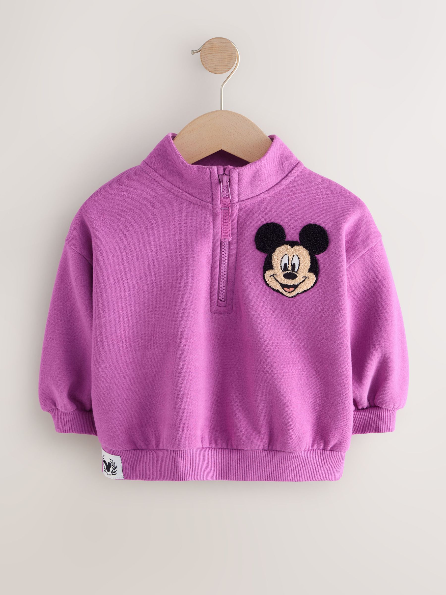 Buy Purple Disney Mickey Mouse Quarter Zip Sweatshirt (3mths-7yrs