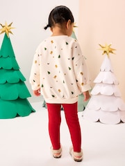 Cream/Red Christmas Peppa Pig Crew Sweatshirt & Leggings Set (3mths-7yrs) - Image 3 of 10