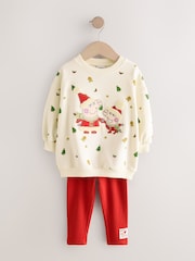 Cream/Red Christmas Peppa Pig Crew Sweatshirt & Leggings Set (3mths-7yrs) - Image 5 of 10