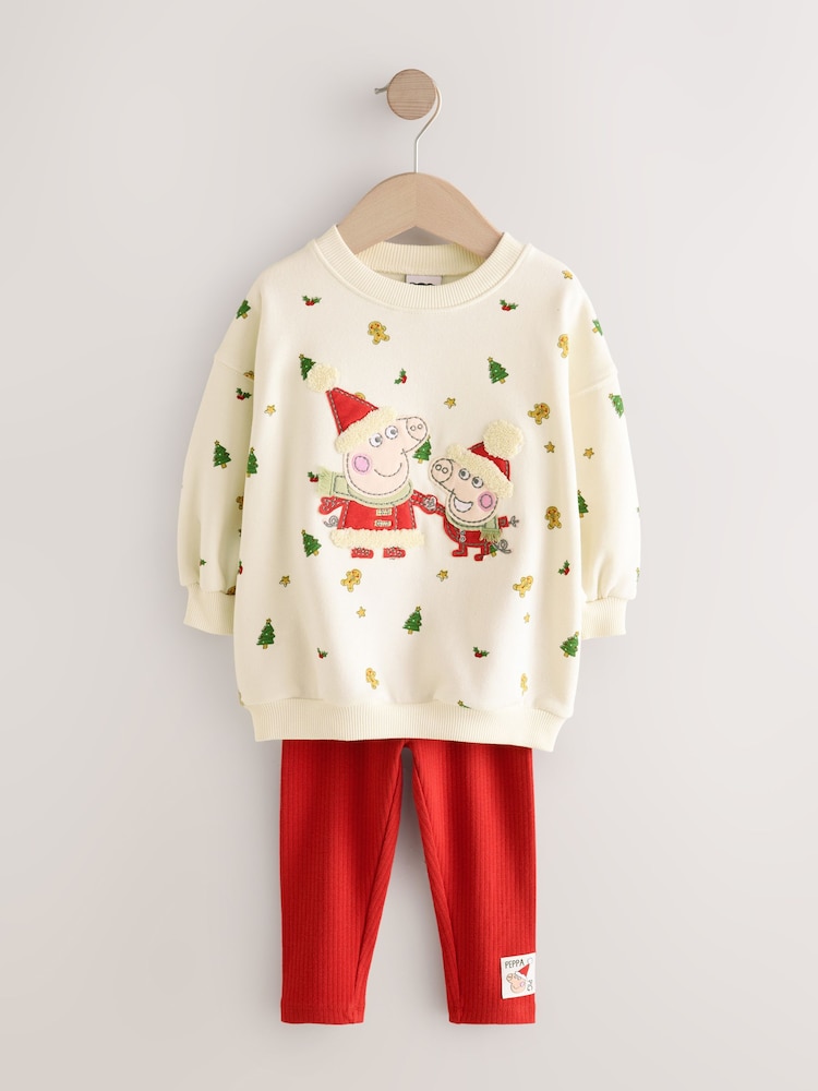 Buy Cream/Red Christmas Peppa Pig Crew Sweatshirt Leggings Set
