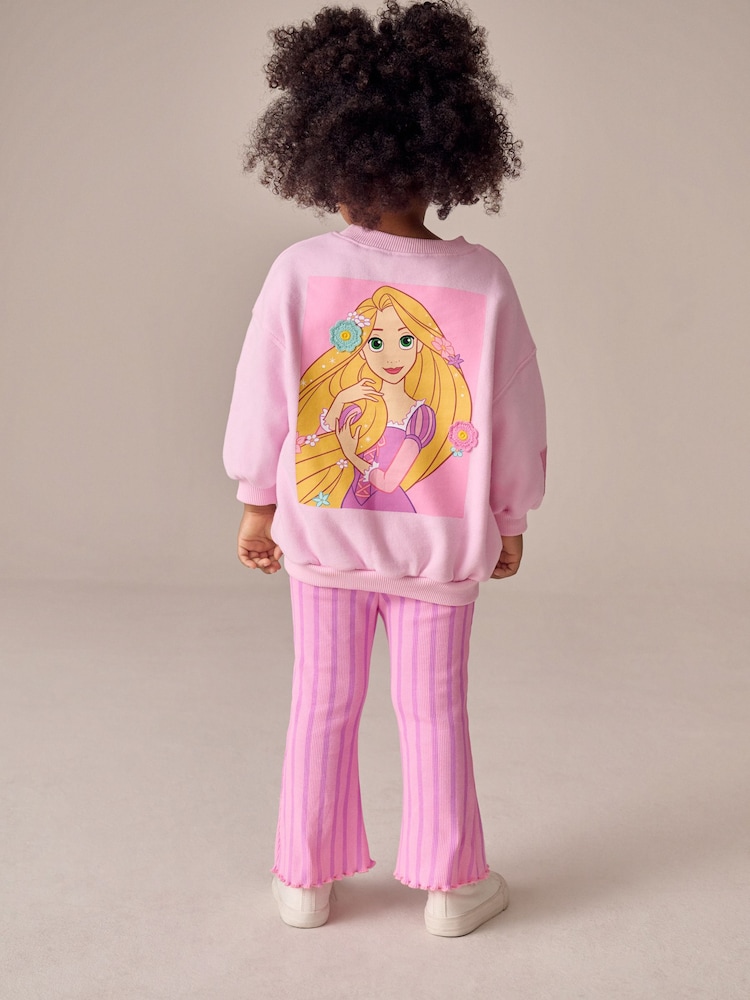 Pink Rapunzel Disney Princess - طقم من سويت شيرت وبنطلون ضيق من الأعلى وانسيابي من الأسفل (3 شهور -7 سنوات) - صورة 2 من 4