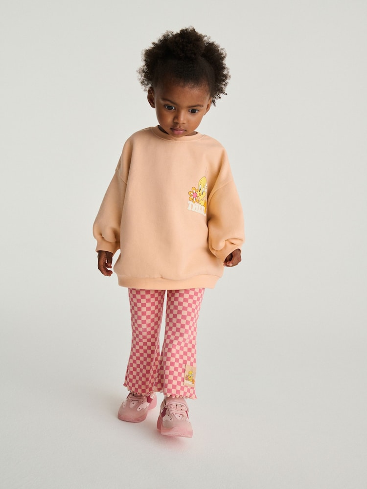 Peach Pink Tweety Sweatshirt & Flare Leggings Set (3mths-7yrs) - Image 1 of 12
