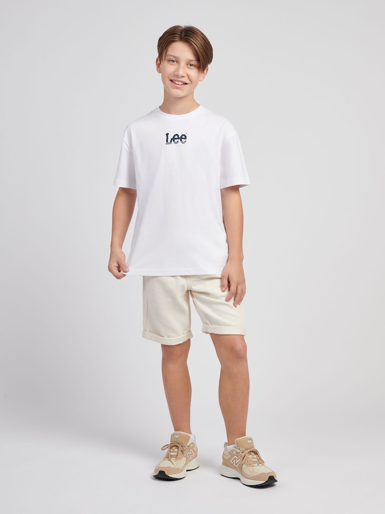 Lee White Boys Wave Graphic Print 100% Cotton T-Shirt - Image 3 of 6