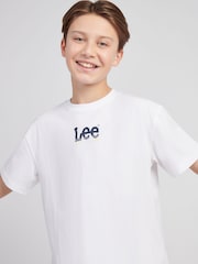 Lee White Boys Wave Graphic Print 100% Cotton T-Shirt - Image 5 of 6