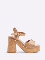 River Island Brown Cork Platform Sandals - Image 1 of 5
