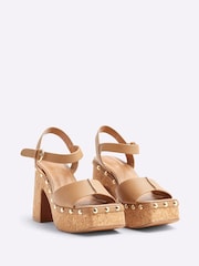 River Island Brown Cork Platform Sandals - Image 2 of 5