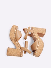 River Island Brown Cork Platform Sandals - Image 3 of 5