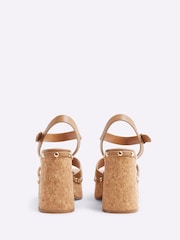 River Island Brown Cork Platform Sandals - Image 4 of 5