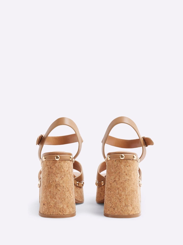 River Island Brown Cork Platform Sandals - Image 4 of 5