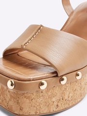 River Island Brown Cork Platform Sandals - Image 5 of 5