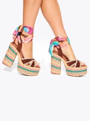 Kurt Geiger London Chelsea Scarf Platform Sandals - Image 1 of 4