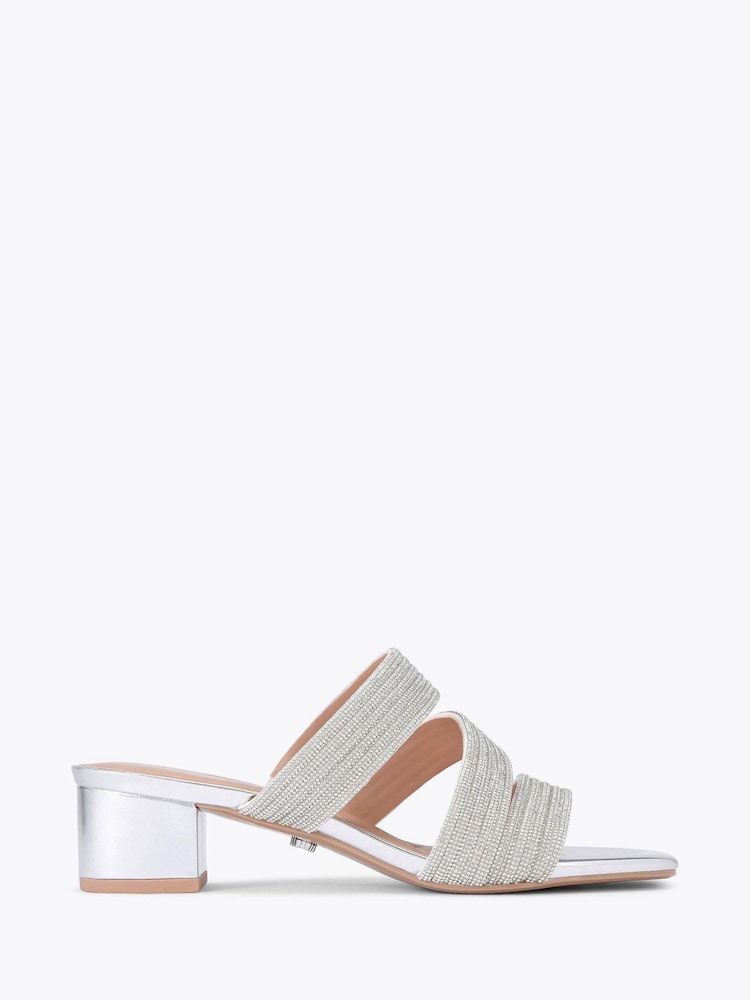 Plateado - Carvela Gala Block Mule Jewel Sandals - Imagen 1 de 4