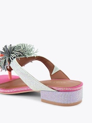 Kurt Geiger London Pink Pom Pom T-Bar Flat Sandals - Image 3 of 4