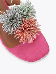 Kurt Geiger London Pink Pom Pom T-Bar Flat Sandals - Image 4 of 4