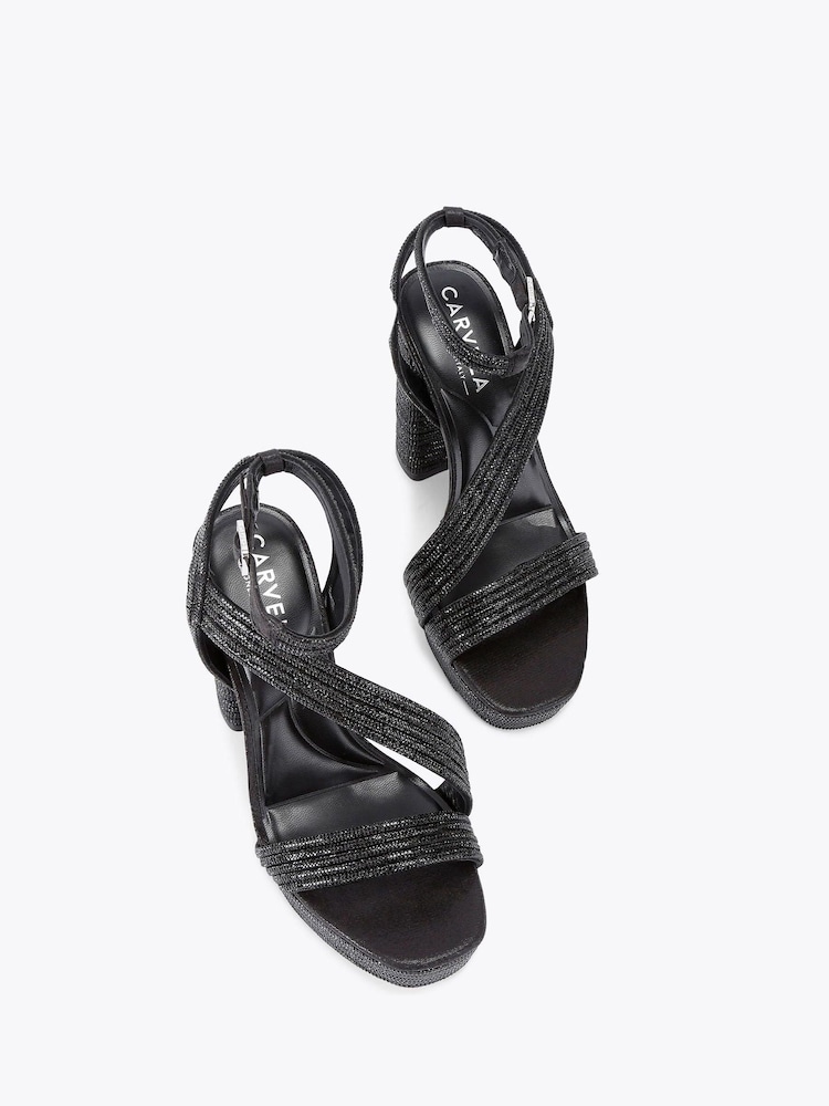 Zwart - Carvela Gold Gala Platform Sandals - Image 3 of 5
