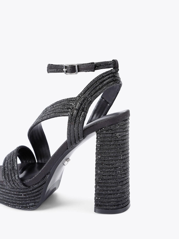 Zwart - Carvela Gold Gala Platform Sandals - Image 4 of 5
