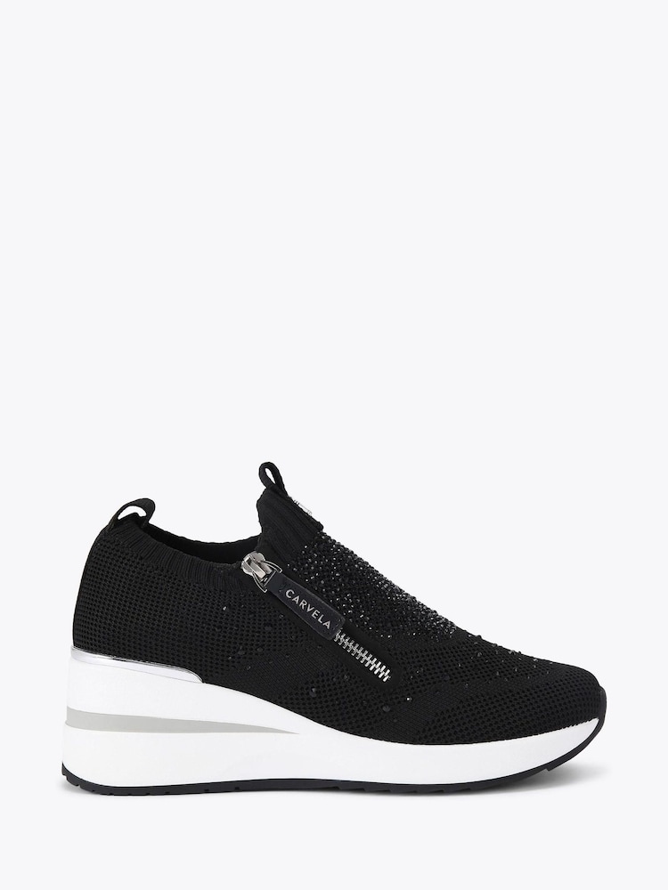 Carvela High Rise Zip Knit Trainers - Image 1 of 4