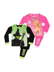 Character Pink Wicked Elphaba And Glinda Pyjamas 2 Pack - Image 1 of 11