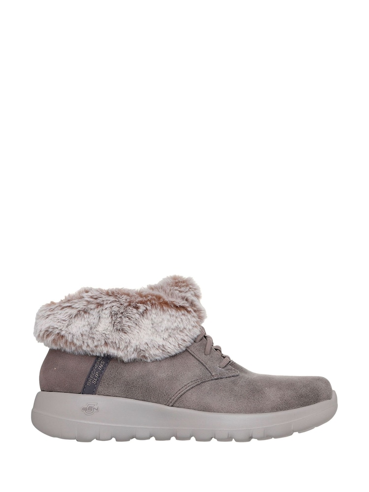 Skechers Grey On The Go Joy Cozy Charm Slip-In Boots - Image 2 of 5