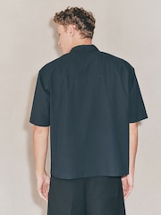 Black EDIT Boxy Fit Seersucker Short Sleeve Shirt - Image 4 of 8