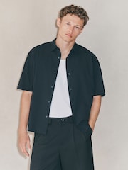 Black EDIT Boxy Fit Seersucker Short Sleeve Shirt - Image 5 of 8