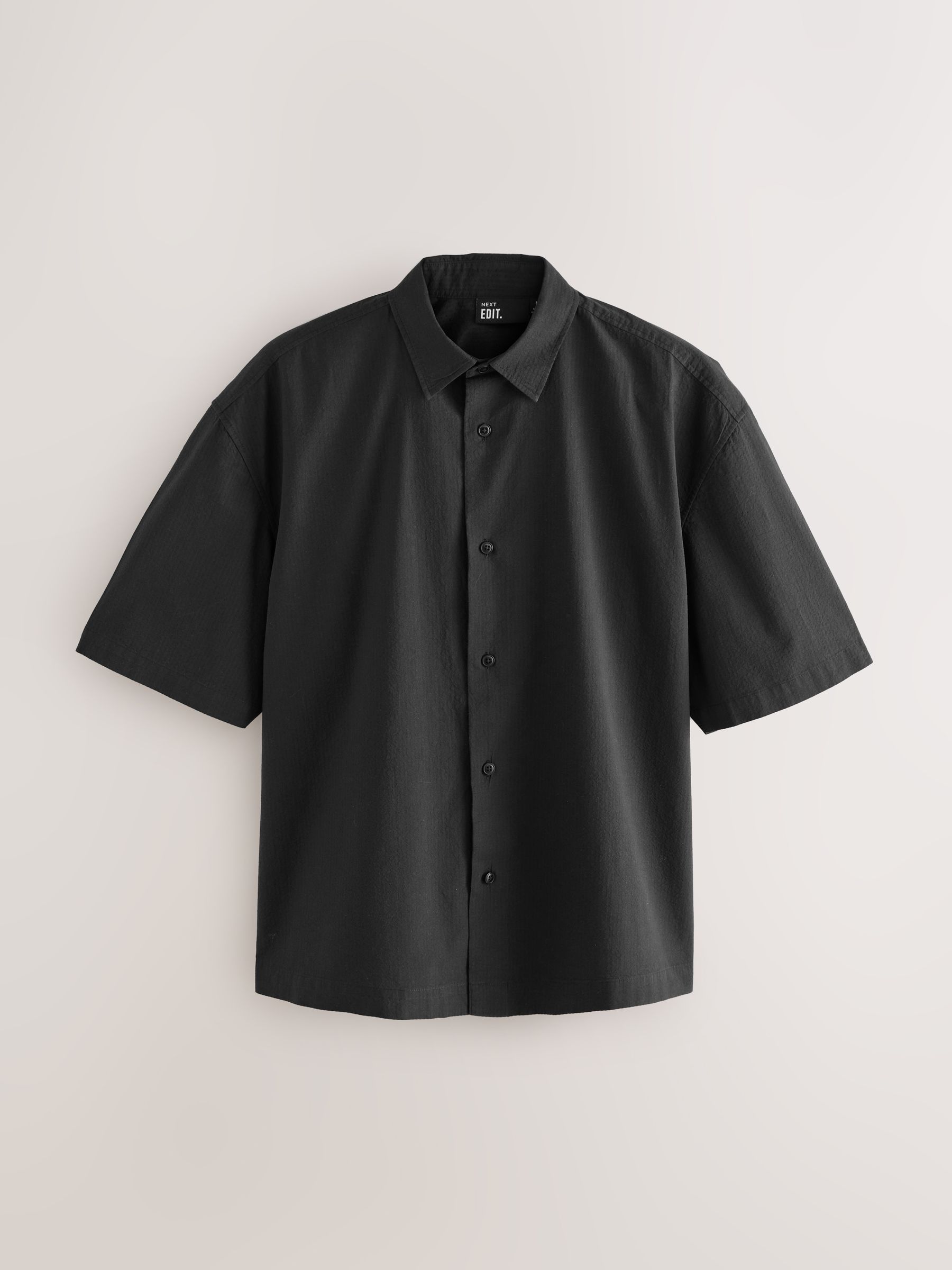 Buy Black EDIT Boxy Fit Seersucker Short Sleeve Shirt from