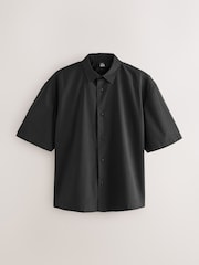 Black EDIT Boxy Fit Seersucker Short Sleeve Shirt - Image 6 of 8
