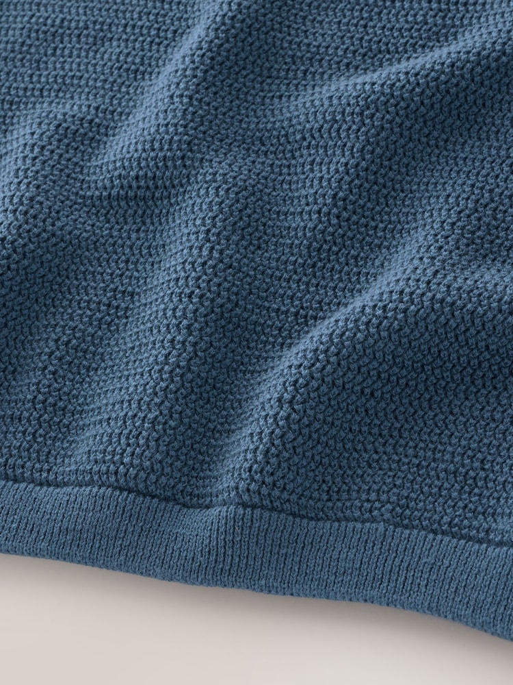 Blue Regular Fit EDIT Short Sleeve Open Knit Polo Shirt - Image 3 of 3 Blue Regular Fit EDIT Short Sleeve Open Knit Polo Shirt - Image 3 of 3