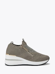 Carvela High Rise Zip Knit Trainers - Image 1 of 4
