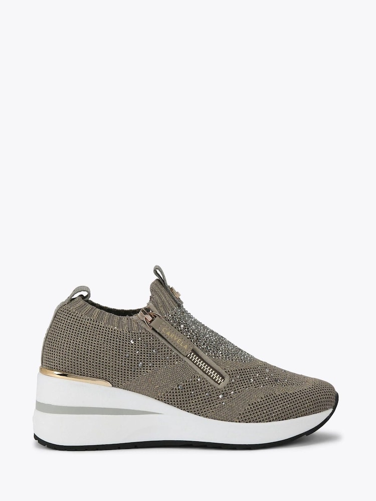 Carvela High Rise Zip Knit Trainers - Image 1 of 4 Carvela High Rise Zip Knit Trainers - Image 1 of 4