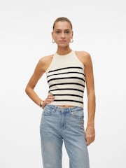 VERO MODA Cream Sleeveless Knitted Tank Top - Image 2 of 4