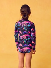 Multi Black Long Sleeved Swimsuit (3-16yrs) - Image 2 of 9
