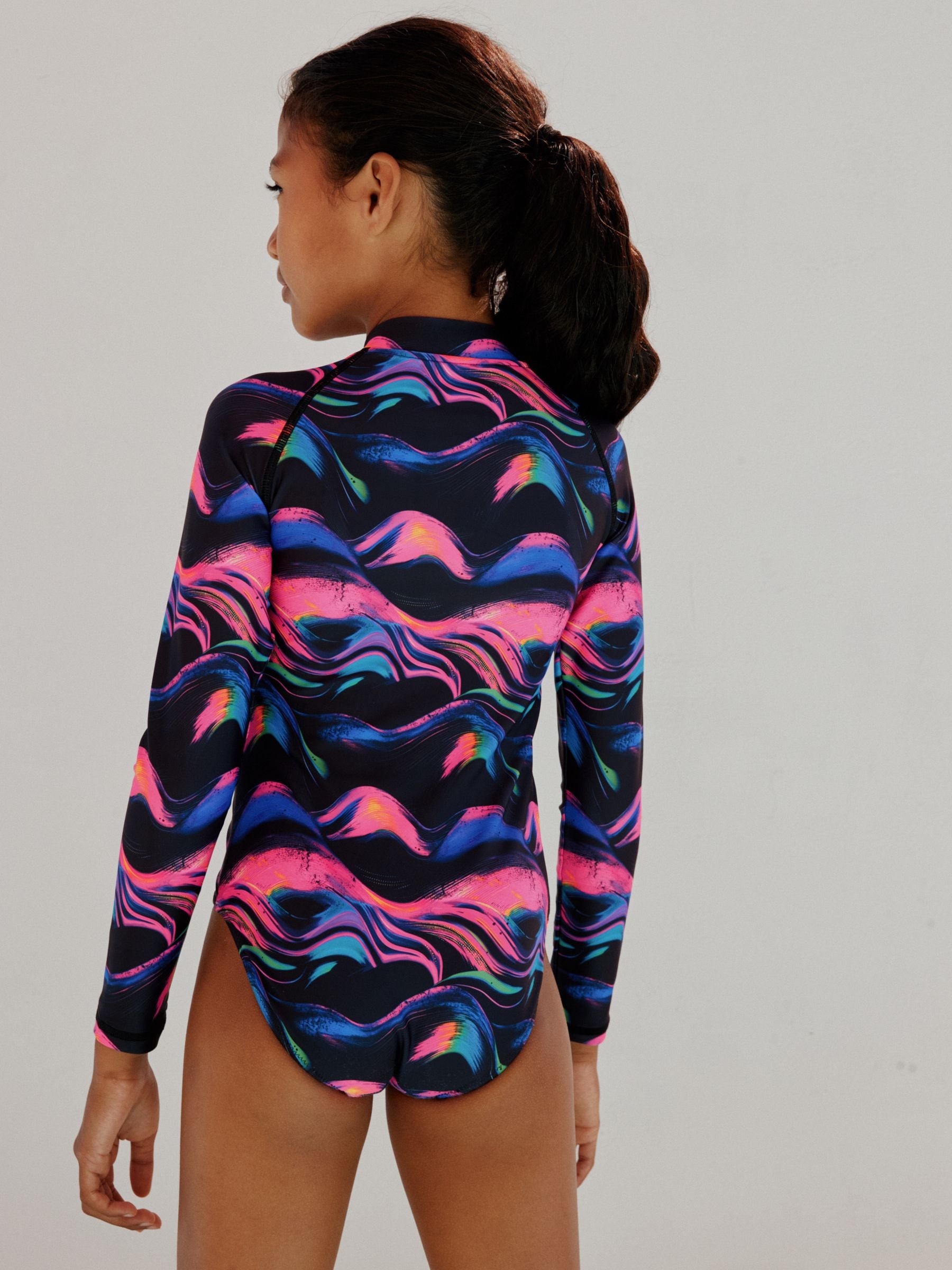 Buy Multi Black Long Sleeve Sunsafe Swimsuit (3mths-16yrs) from