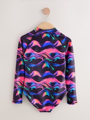 Multi Black Long Sleeved Swimsuit (3-16yrs) - Image 5 of 9