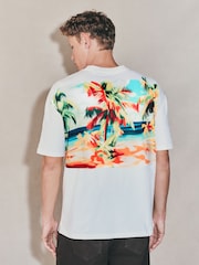 White Holiday Scene Edit Relaxed Fit Graphic Print T-Shirt - Image 1 of 10