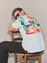 White Holiday Scene Edit Relaxed Fit Graphic Print T-Shirt - Image 2 of 10