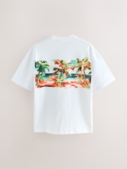White Holiday Scene Edit Relaxed Fit Graphic Print T-Shirt - Image 8 of 10