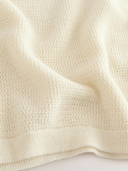 Ecru White Regular Fit EDIT Short Sleeve Open Knit Polo Shirt - Image 3 of 3