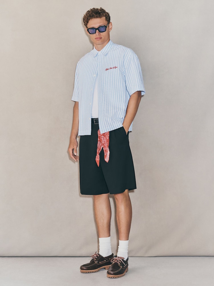 Blue EDIT Boxy Seersucker Stripe Shirt - Image 1 of 9