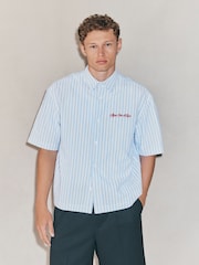 Blue EDIT Boxy Seersucker Stripe Shirt - Image 2 of 9