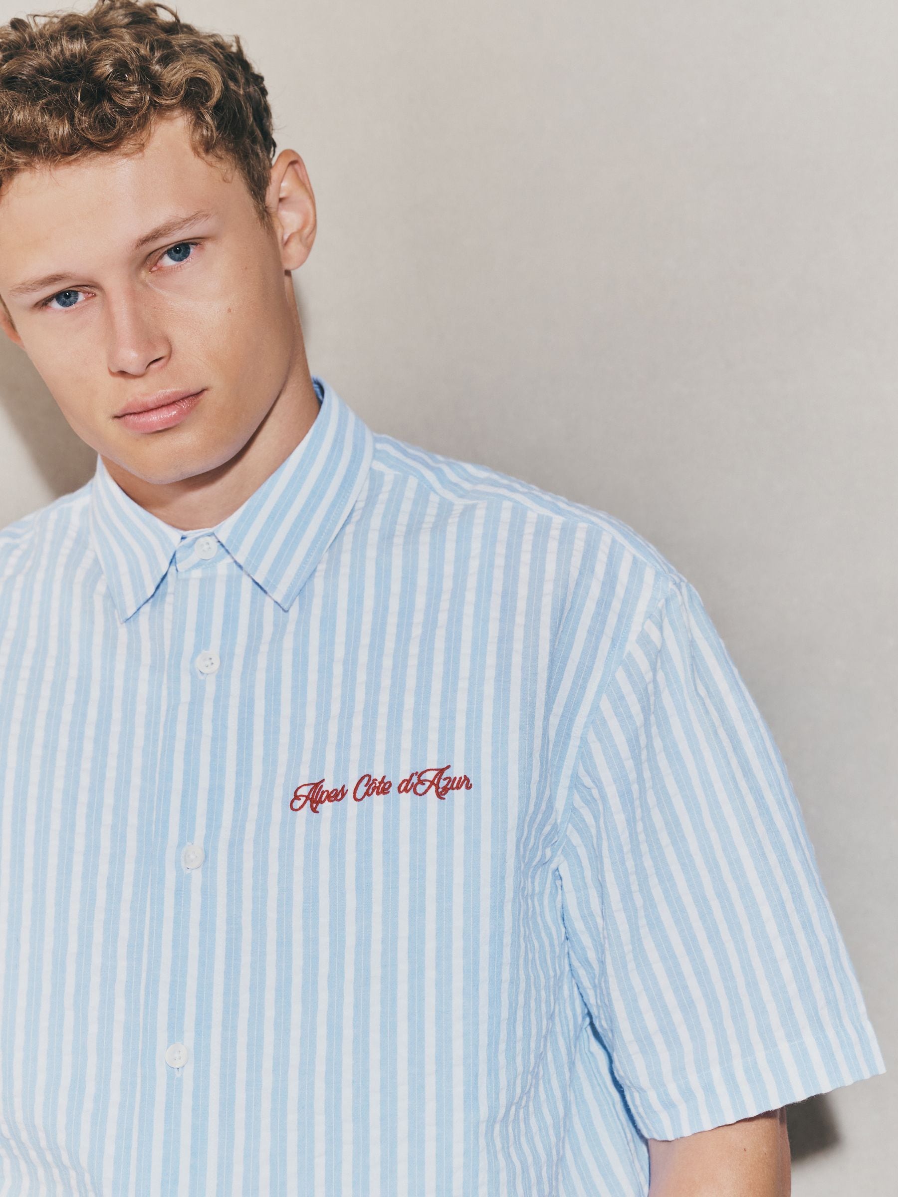Buy Blue EDIT Boxy Seersucker Stripe Shirt from Next USA