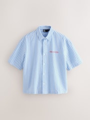 Blue EDIT Boxy Seersucker Stripe Shirt - Image 7 of 9