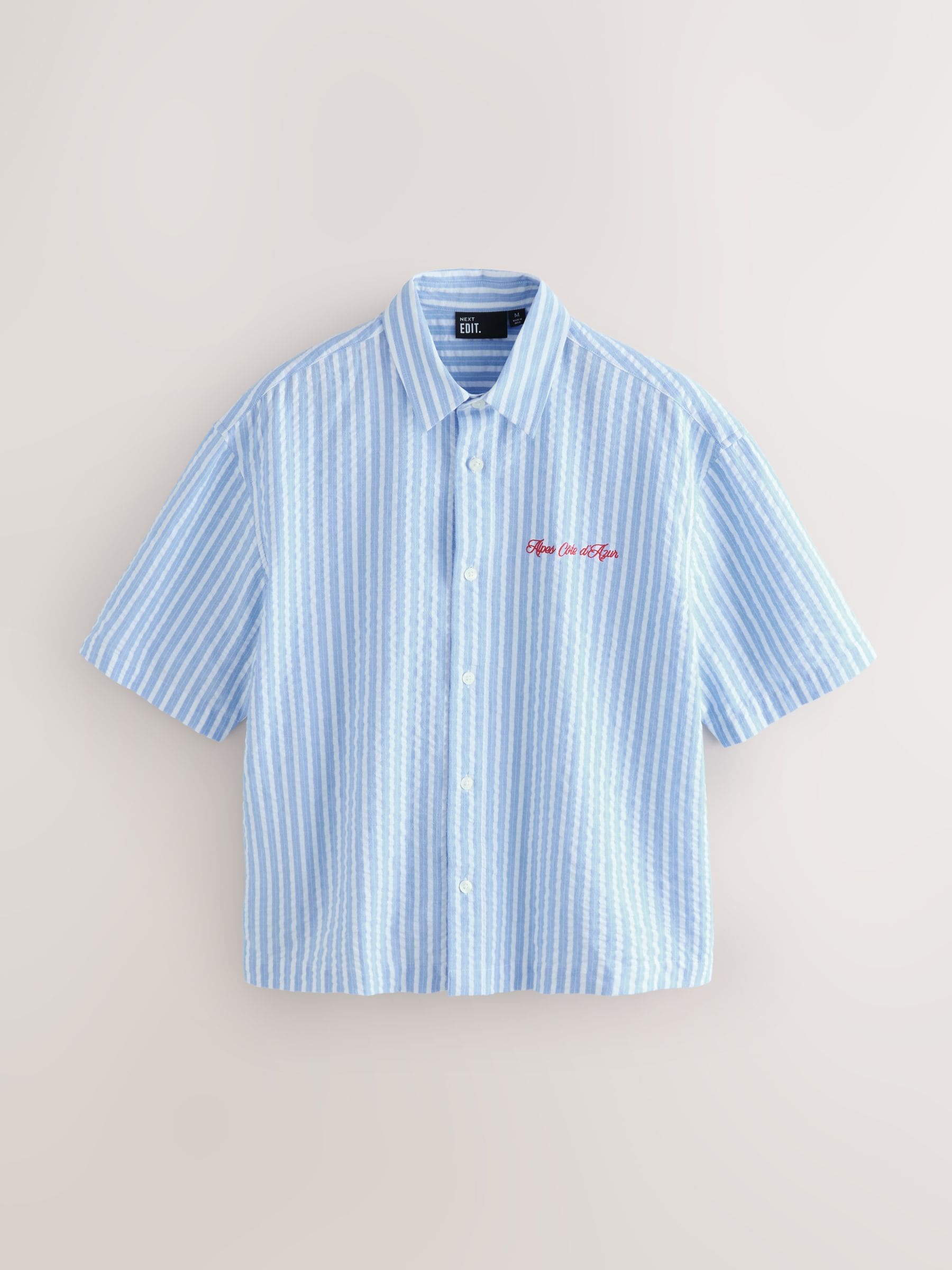Buy Blue EDIT Boxy Seersucker Stripe Shirt from Next USA