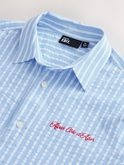 Blue EDIT Boxy Seersucker Stripe Shirt - Image 9 of 9